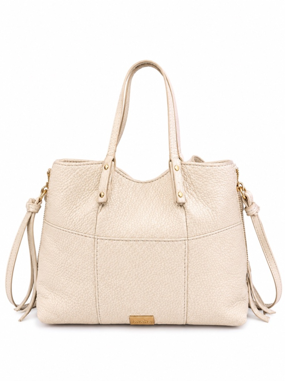 Kooba Cream Pebbled Leather shoulder bag Crossbody Bag boho satchel Purse - Picture 2 of 12